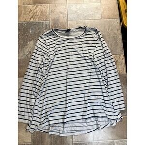 Bobeau‎ Striped Long Sleeve Tunic Top XL White Navy Casual Everyday Comfort